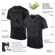 Custom Black Steel Gray Mesh Authentic Throwback Football Jersey