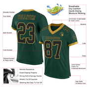 Custom Green Black-Old Gold Mesh Authentic Football Jersey