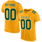Custom Gold Green-White Mesh Authentic Football Jersey
