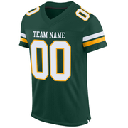 Custom Green White-Gold Mesh Authentic Football Jersey