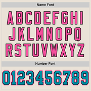 Custom Cream Teal Black-Pink Mesh Authentic Throwback Football Jersey