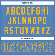 Custom Light Blue Gold Mesh Authentic Football Jersey