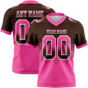 Custom Brown Pink-White Mesh Authentic Gradient Square Shape Flag Football Jersey