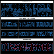 Custom Black Powder Blue-Red Mesh Authentic Football Jersey