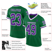 Custom Kelly Green Purple-White Mesh Authentic Throwback Football Jersey