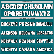 Custom Teal White-Gold Mesh Authentic Football Jersey