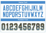 Custom Navy Powder Blue-Gold Mesh Drift Fashion Football Jersey