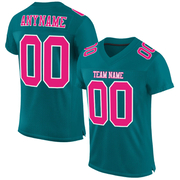 Custom Teal Hot Pink-White Mesh Authentic Football Jersey
