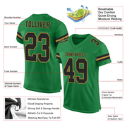 Custom Grass Green Black-Old Gold Mesh Authentic Football Jersey
