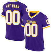 Custom Purple White-Gold Mesh Authentic Throwback Football Jersey