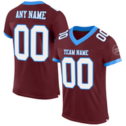 Custom Burgundy White-Powder Blue Mesh Authentic Football Jersey