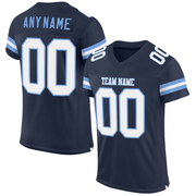Custom Navy White-Light Blue Mesh Authentic Football Jersey