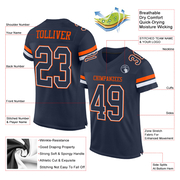Custom Navy White-Orange Mesh Authentic Football Jersey