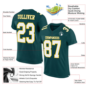Custom Midnight Green White-Gold Mesh Authentic Football Jersey