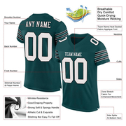 Custom Midnight Green White-Black Mesh Authentic Football Jersey