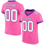 Custom Pink White-Purple Mesh Authentic Football Jersey