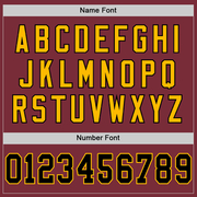 Custom Burgundy Black-Gold Mesh Authentic Throwback Football Jersey