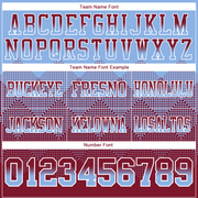 Custom Light Blue Crimson-White Mesh Authentic Gradient Square Shape Flag Football Jersey