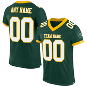 Custom Green White-Gold Mesh Authentic Football Jersey