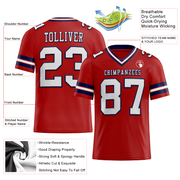 Custom Red White-Navy Mesh Authentic Football Jersey