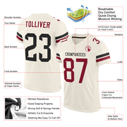 Custom Cream Black-Crimson Mesh Authentic Football Jersey