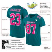 Custom Teal Hot Pink-White Mesh Authentic Football Jersey
