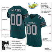 Custom Midnight Green Light Gray-Black Mesh Authentic Football Jersey