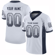 Custom White Navy-Gray Mesh Drift Fashion Football Jersey