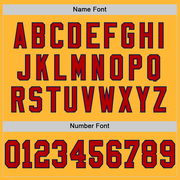 Custom Gold Red-Navy Mesh Authentic Throwback Football Jersey