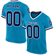 Custom Panther Blue Navy-White Mesh Authentic Throwback Football Jersey