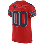 Custom Scarlet Navy-Light Gray Mesh Authentic Football Jersey