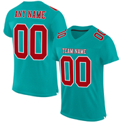 Custom Aqua Red-White Mesh Authentic Football Jersey