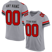 Custom Gray Red-Black Mesh Authentic Football Jersey