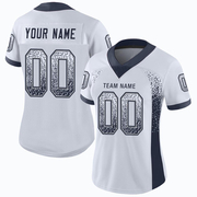 Custom White Navy-Gray Mesh Drift Fashion Football Jersey