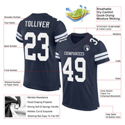 Custom Navy White Mesh Authentic Football Jersey