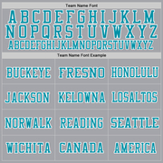 Custom Gray Teal-White Mesh Authentic Throwback Football Jersey