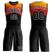 Custom Black Gold-Red Round Neck Sublimation Basketball Suit Jersey