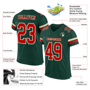 Custom Green Red-Cream Mesh Authentic Football Jersey