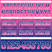 Custom Pink Royal-White Mesh Authentic Gradient Square Shape Flag Football Jersey