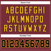 Custom Burgundy Black-Gold Mesh Authentic Football Jersey
