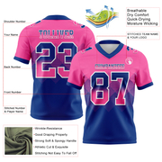 Custom Pink Royal-White Mesh Authentic Gradient Square Shape Flag Football Jersey