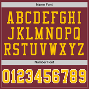 Custom Burgundy Gold-White Mesh Authentic Throwback Football Jersey