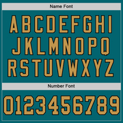 Custom Teal Old Gold-Black Mesh Authentic Throwback Football Jersey