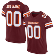 Custom Burgundy White-Orange Mesh Authentic Football Jersey