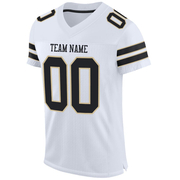 Custom White Black-Vegas Gold Mesh Authentic Football Jersey