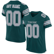 Custom Midnight Green Light Gray-White Mesh Authentic Football Jersey