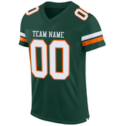 Custom Green White-Orange Mesh Authentic Football Jersey