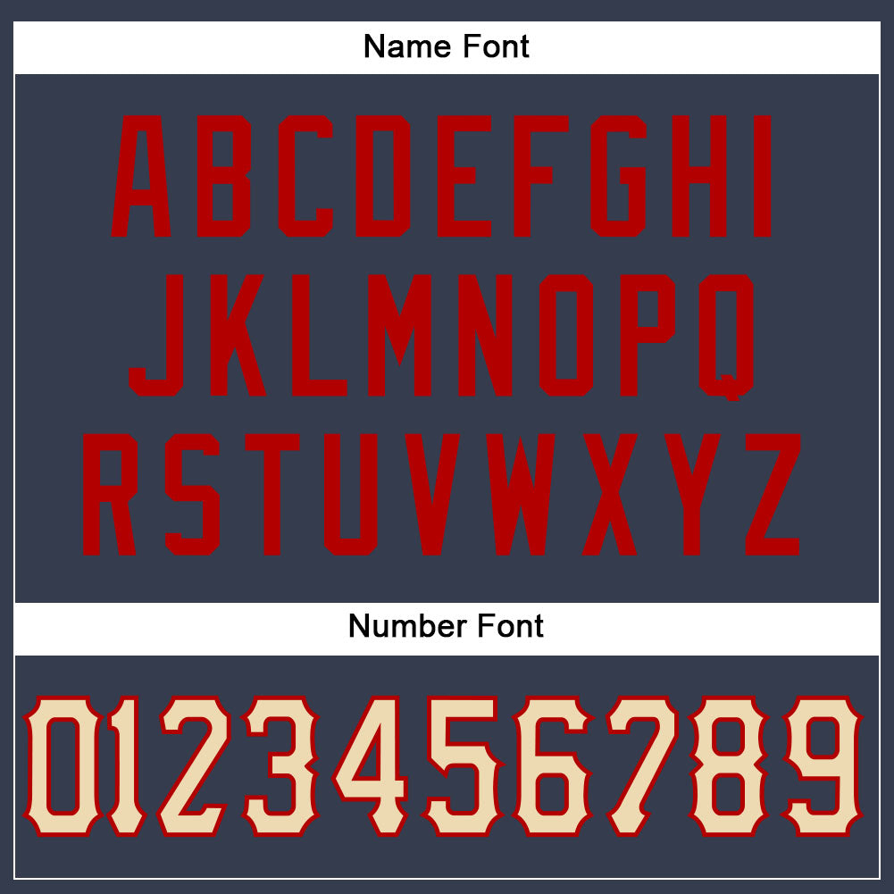 Custom Navy Cream-Red Mesh Authentic Football Jersey