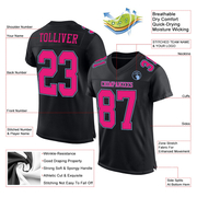 Custom Black Hot Pink-Light Blue Mesh Authentic Football Jersey