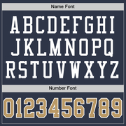 Custom Navy Old Gold-White Mesh Authentic Throwback Football Jersey